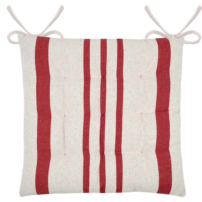 Galette de chaise à rayures - Rouge