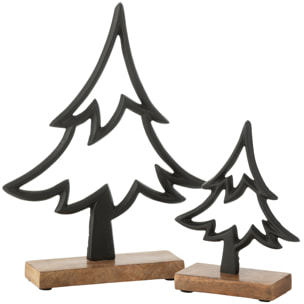 J-Line décoration Sapin Sur Pied - aluminium/bois - noir - large