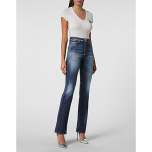PHILIPP PLEIN Denim High wasted flare Trousers