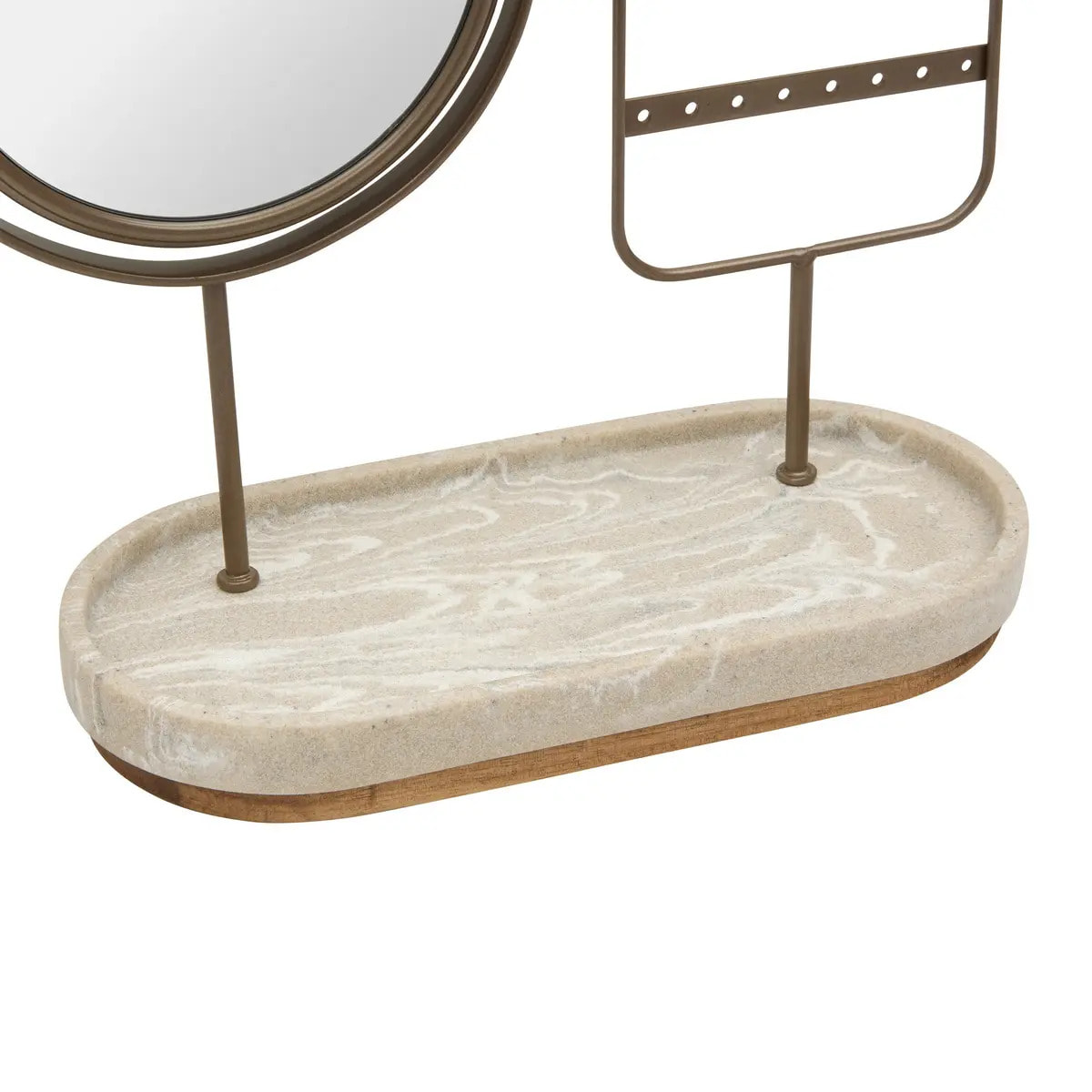 Miroir de beauté porte-bijoux Come ovale 25,5x27cm beige