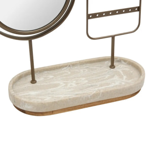 Miroir de beauté porte-bijoux Come ovale 25,5x27cm beige