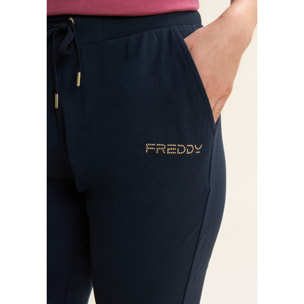Pantaloni corsaro in jersey con logo perline