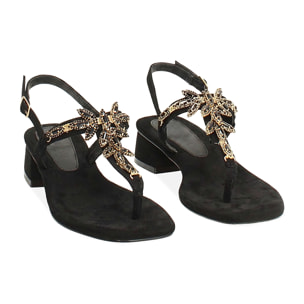 Sandali neri tacco 3,4 cm con pietre