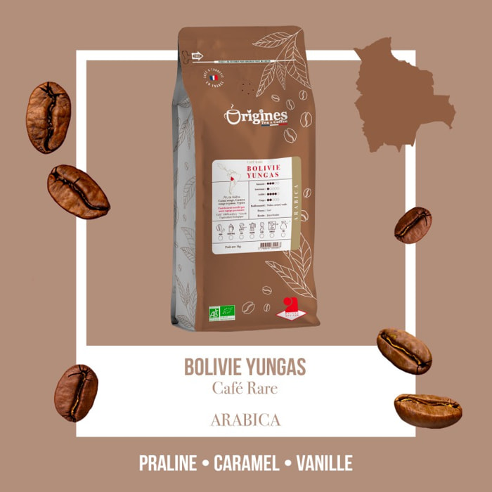 Café Rare bio - Bolivie Yungas - Grain 1kg