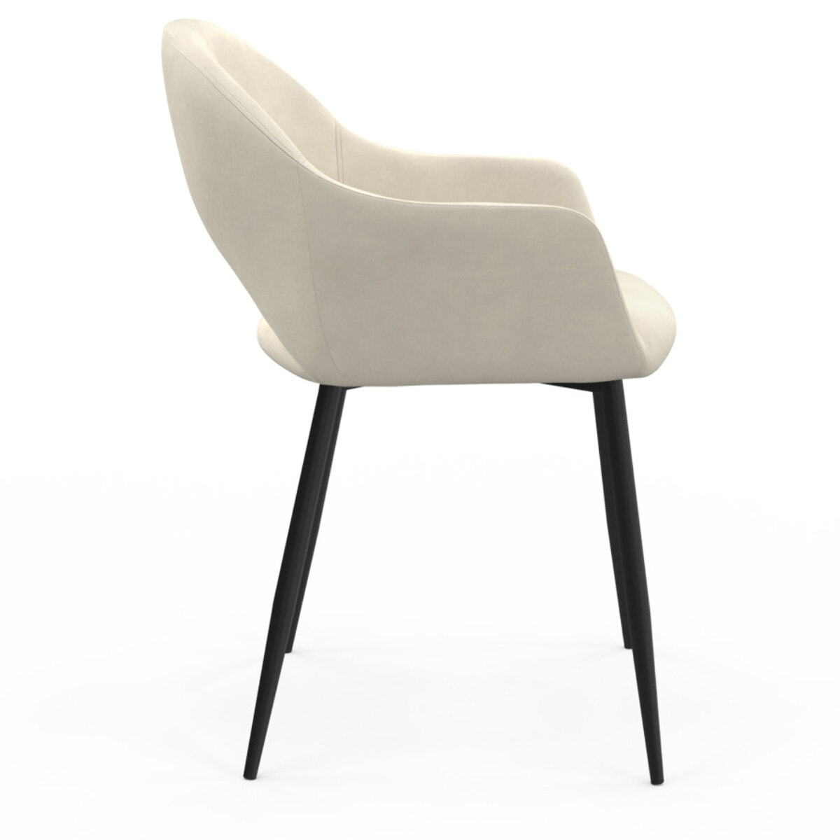 Chaises Rebecca en velours crème et pieds métal - lot de 2