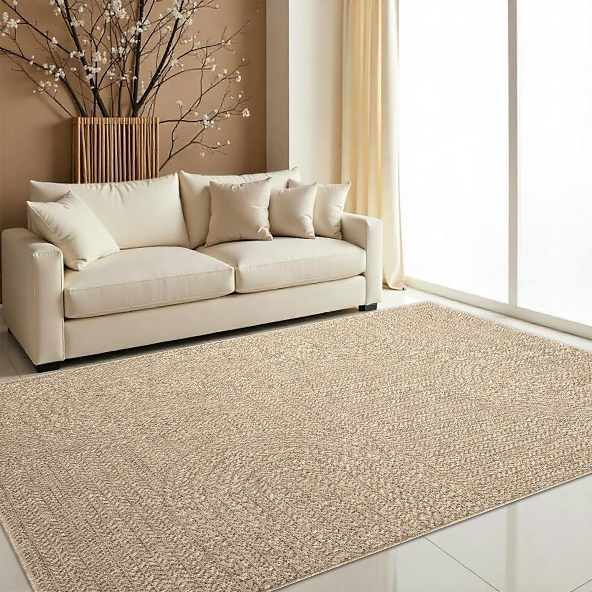Tapis extérieur intérieur NOLIM aspect jute motif arc-en-ciel ton sur ton