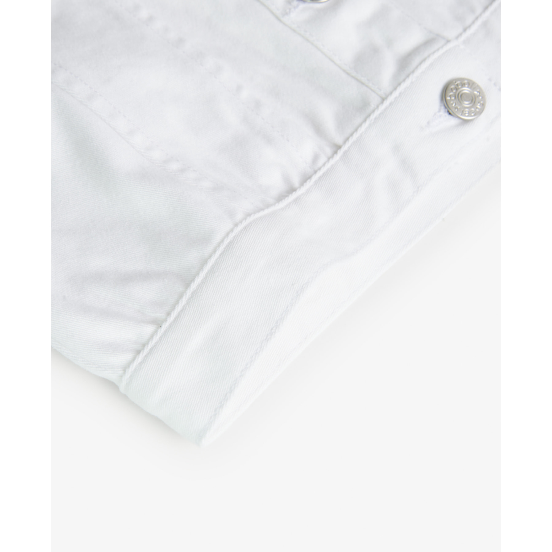 Cazadora denim elástica niña, estampado, botón, blanco
