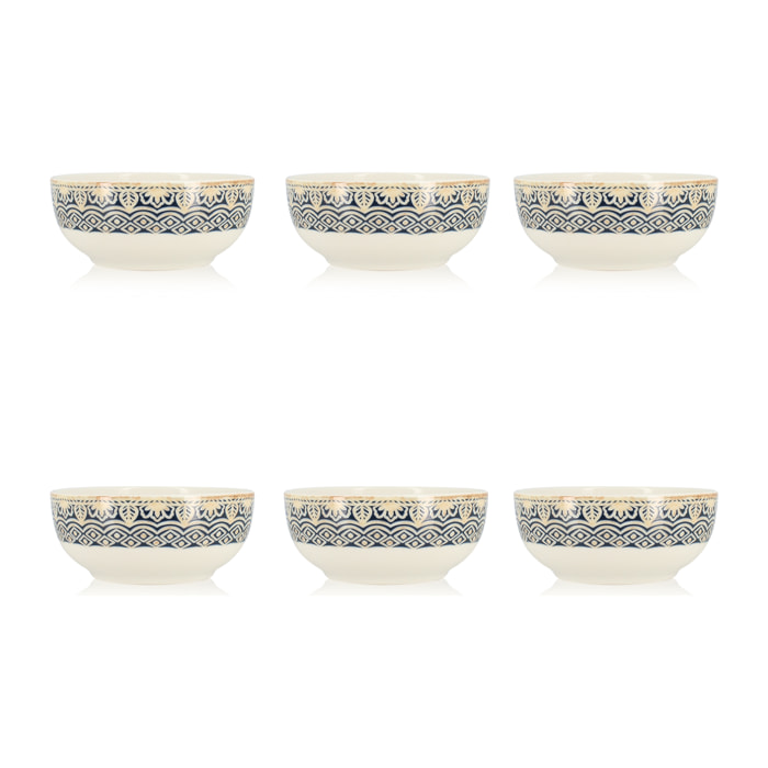 Lot de 6 coupelles en porcelaine bleue 12cm BYZANCE