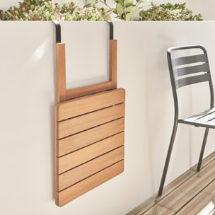 Table d'appoint rabattable bois d'acacia pour balcon BRAGANCE 40X40CM