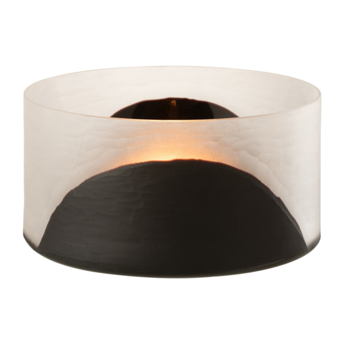 J-Line Vase Circulo Plat Verre Noir Transparent