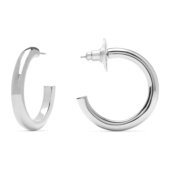 Pendientes de 22mm de diámetro acabados en rodio