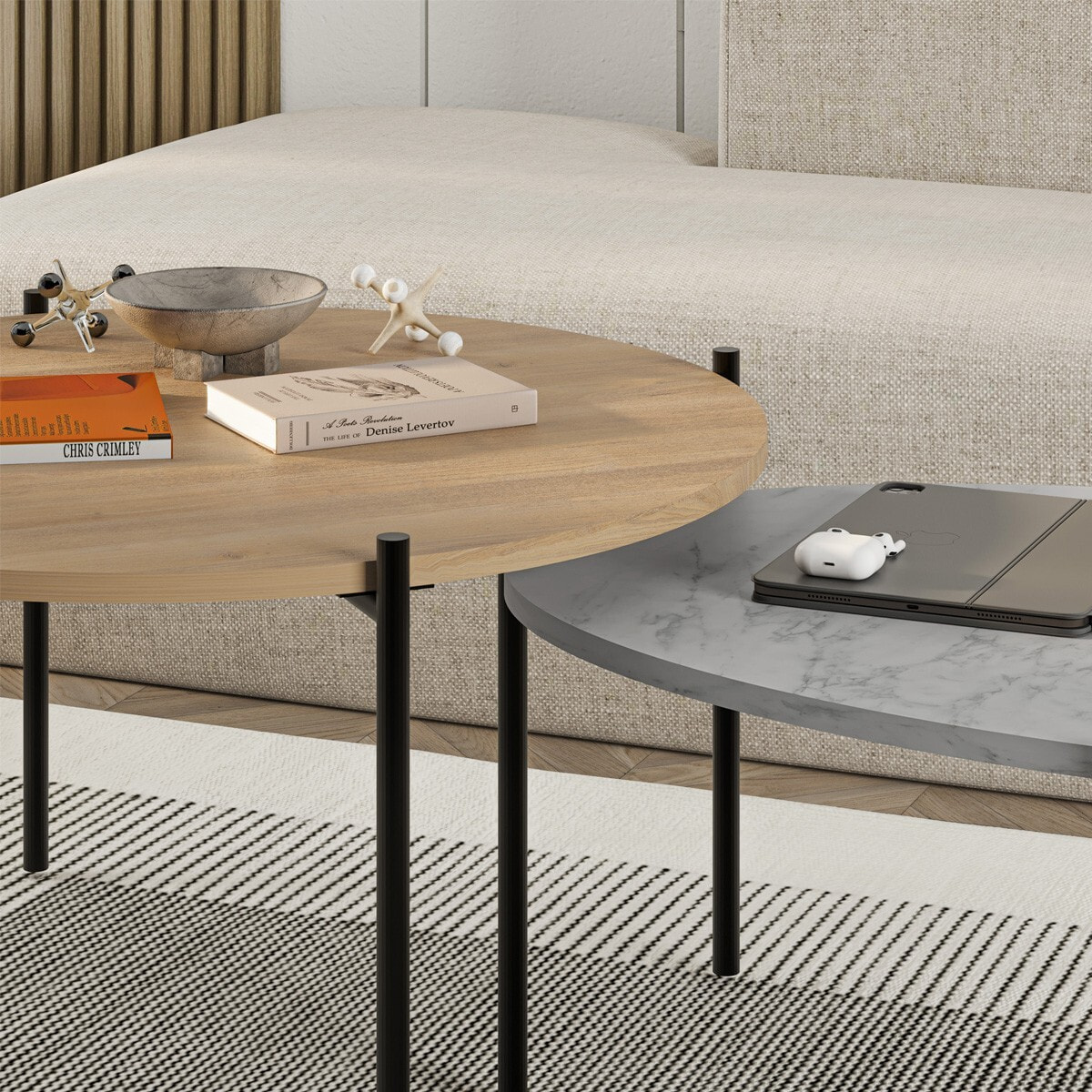 Lot de 2 tables basses gigognes - LORIS