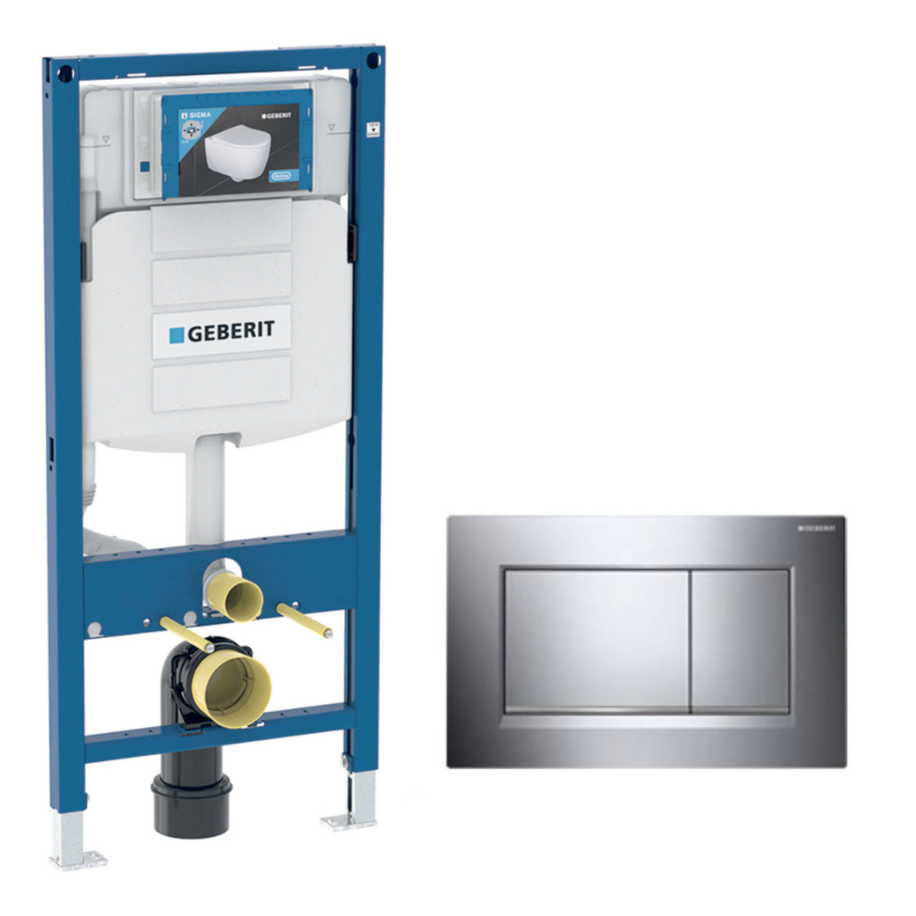 Pack Geberit  DuoFix 320 + Plaque de Commande Sigma 30 Chrome Brillant/Chrome Mat (SETUP320-PRO6)