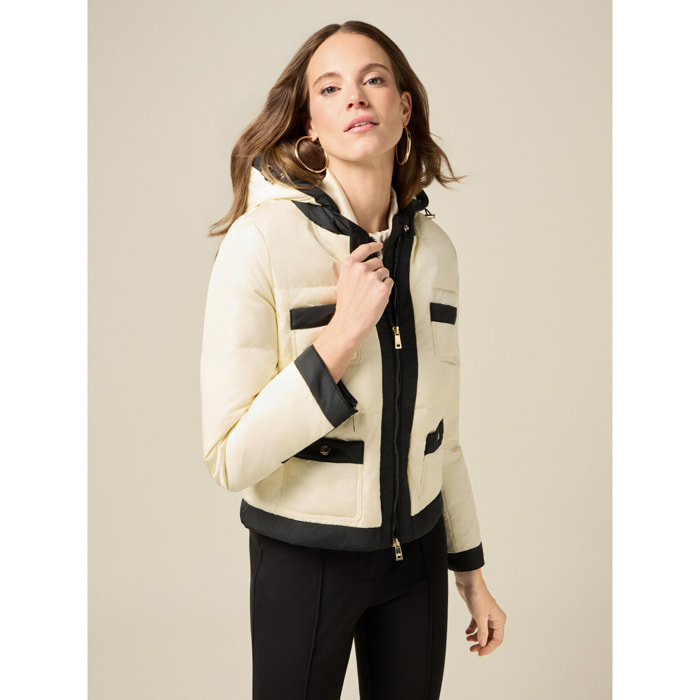 Oltre - Piumino bicolor in vera piuma - Bianco