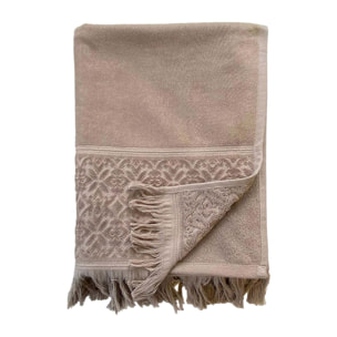 Serviette de bain éponge velours unie Romance Taupe 90x170 460g/m²