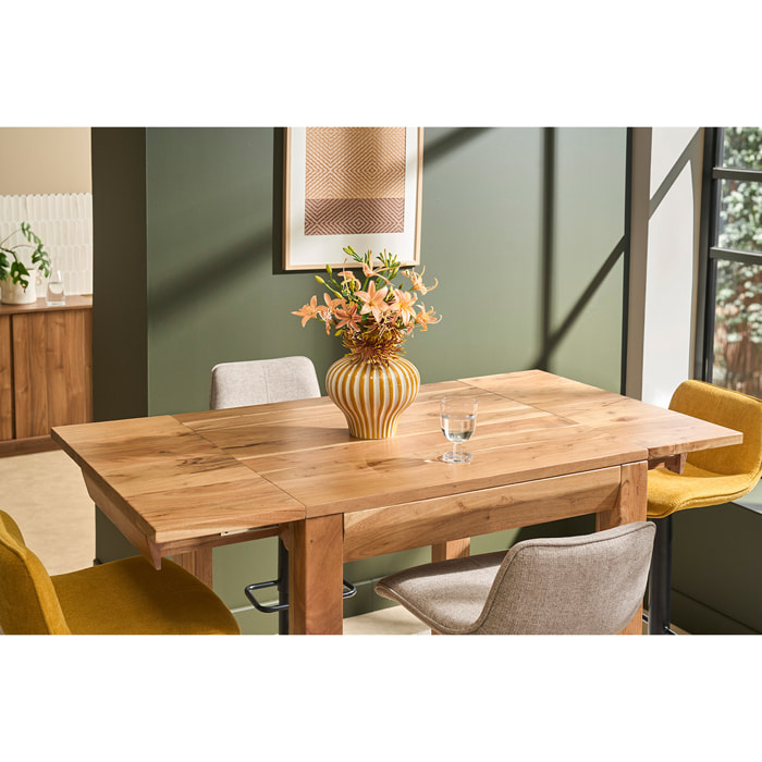 Table de bar haute extensible carrée en bois massif L80-135 cm BALTO