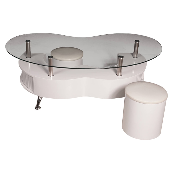 Tavolino moderno decorativo, 130 x 70 x 45, Bianco