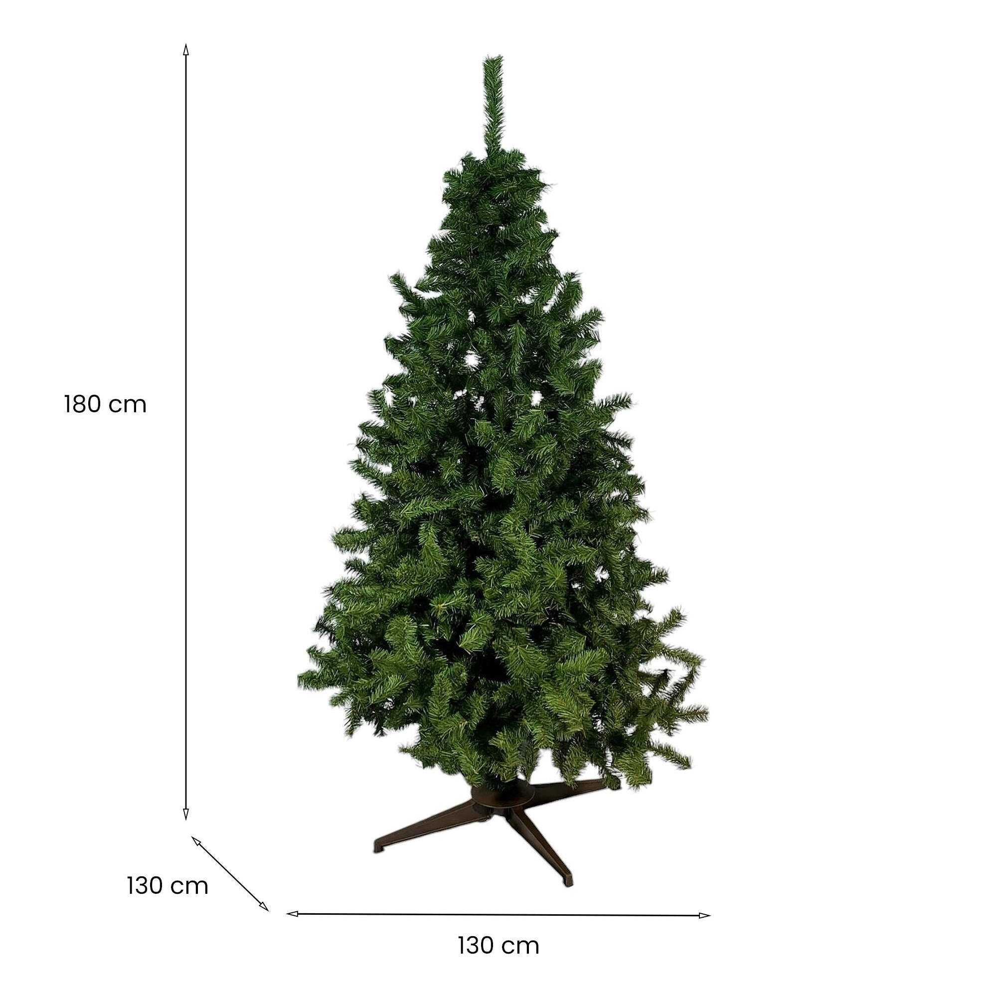 Albero di Natale 180 cm Tinsel, Pino artificiale, Albero effetto reale, Alberello natalizio, Made in Italy, 130x130 h180 cm, Verde