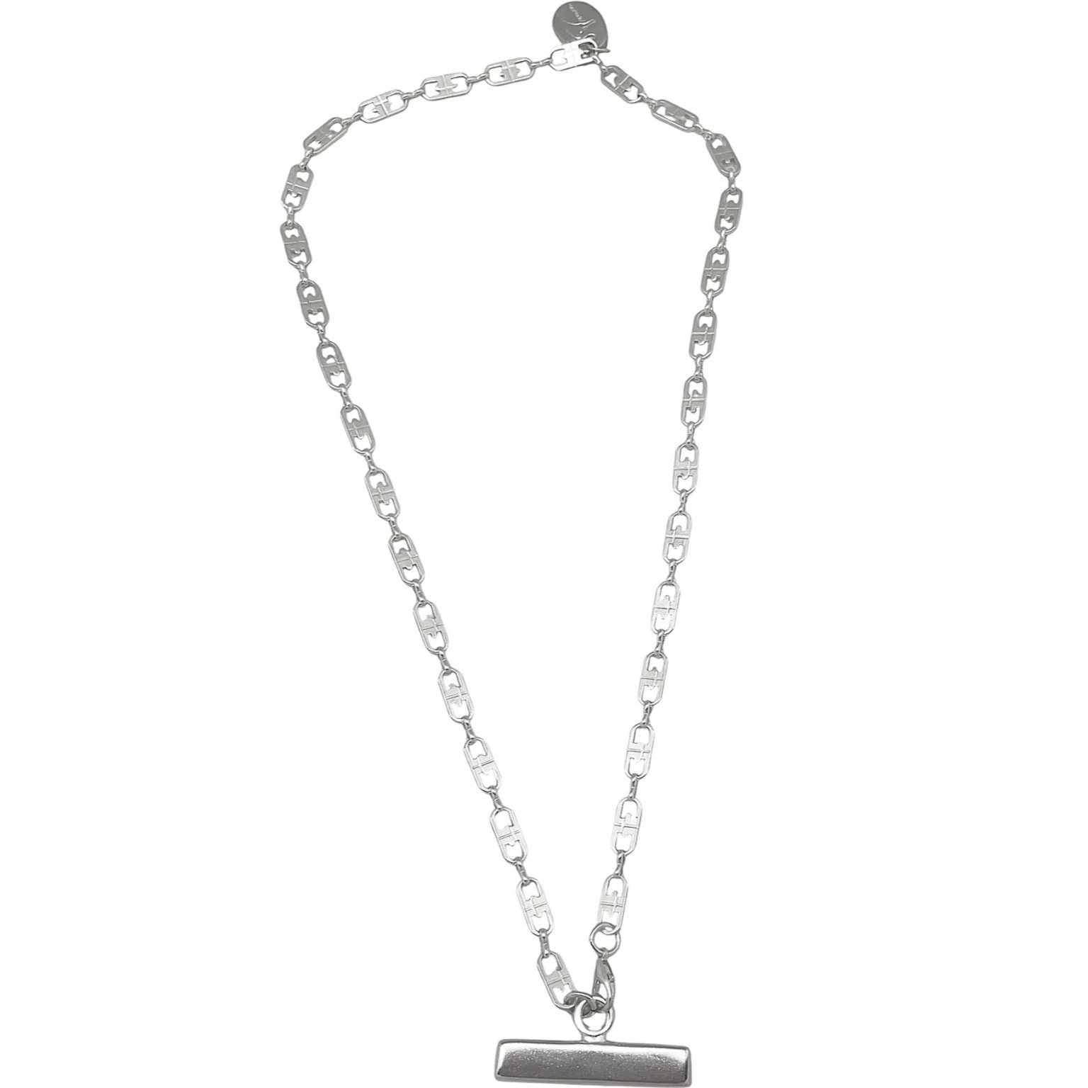 Collar Barra cadena latón plata 10µ