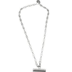 Collar Barra cadena latón plata 10µ