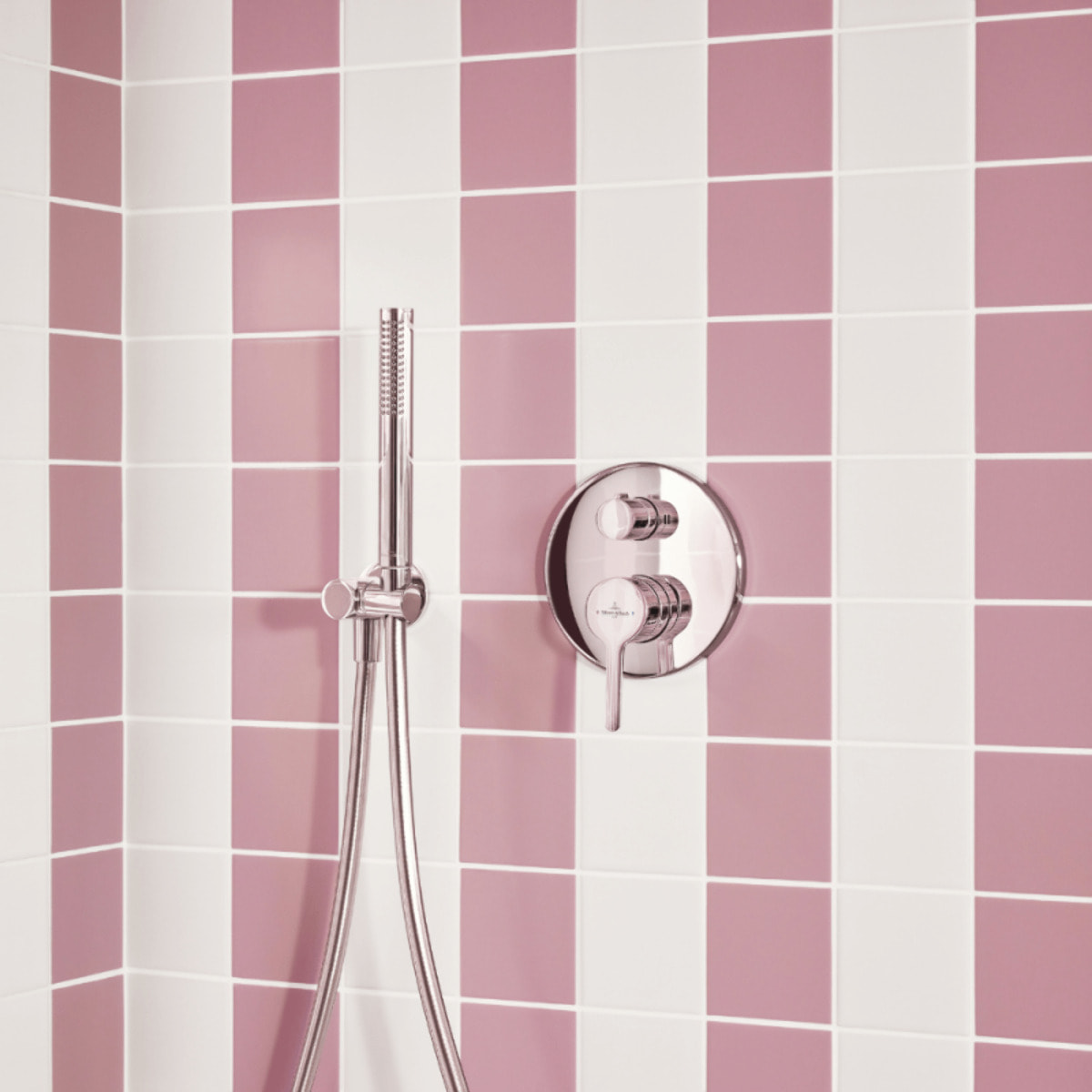 Support mural pour douchette avec raccordement Universal Showers rond chromé