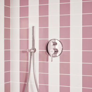 Support mural pour douchette avec raccordement Universal Showers rond chromé