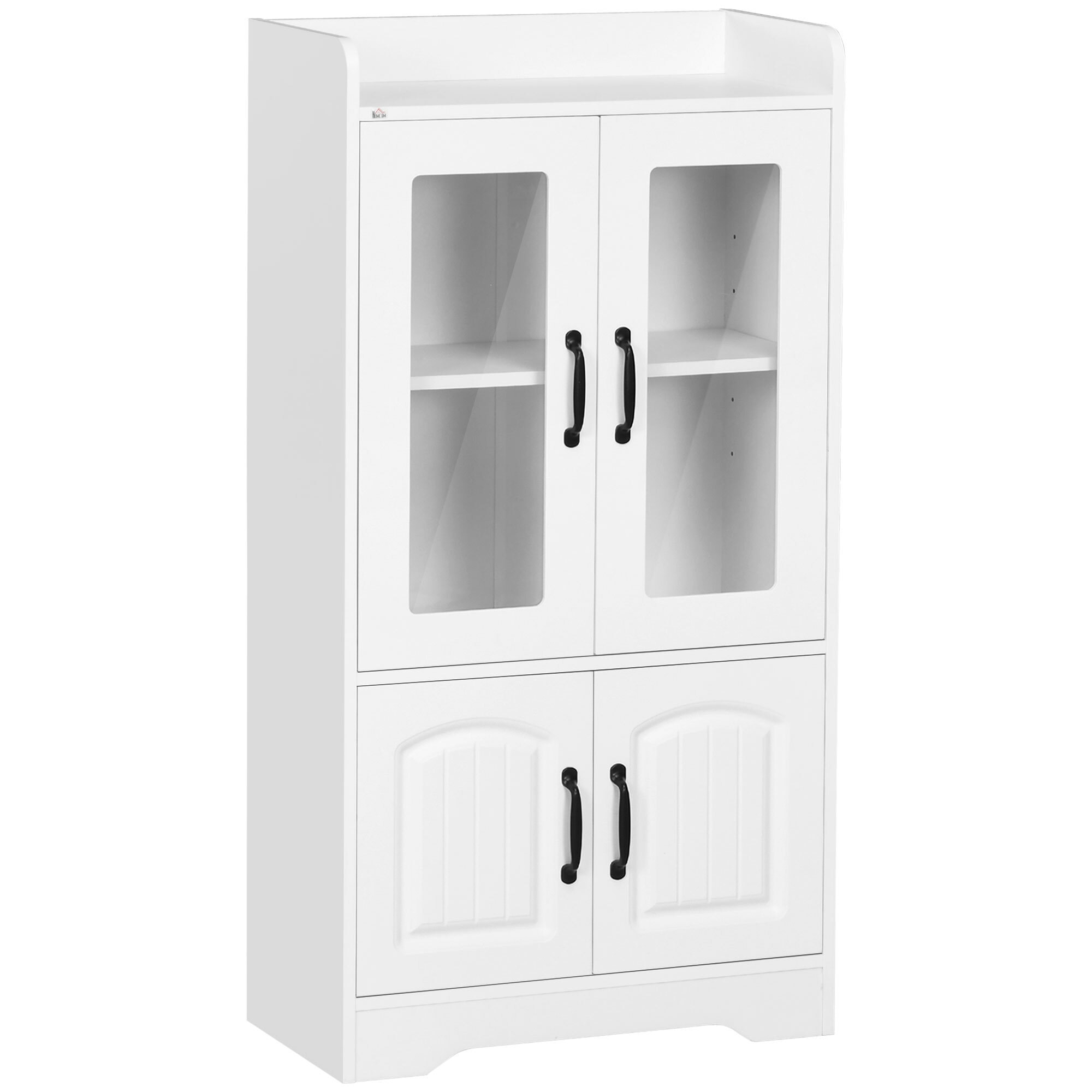 Vitrina de Salón Estantería Librería con Puertas de Vidrio Estante Ajustable y Bisagras de Cierre Suave para Estudio Oficina Dormitorio 60x30x116 cm Blanco