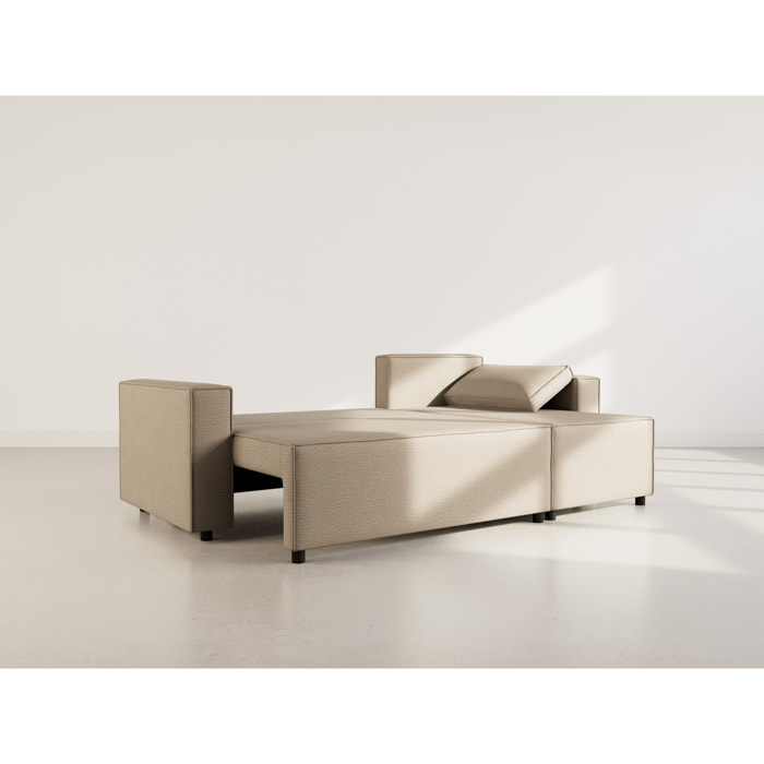 Jonas - canapé d'angle réversible 4 places convertible avec coffre en tissu texturé - Taupe