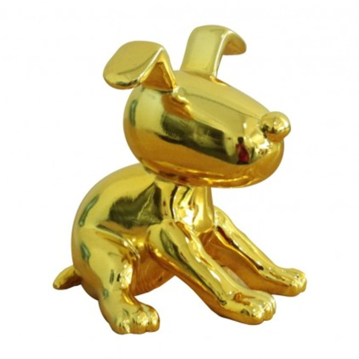 Petit chien assis métallisé H12cm - DOGGY