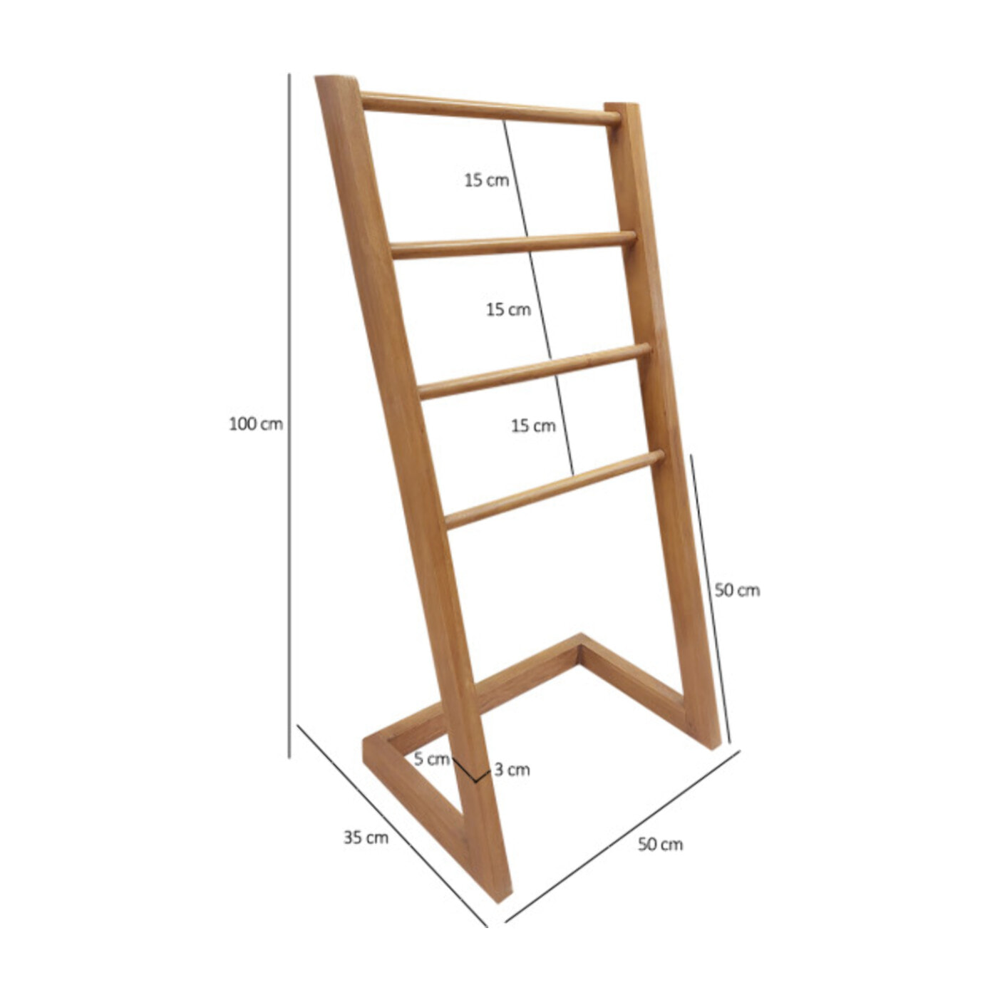Porte serviette autoportant en bois de teck vernis H. 100 cm - ANGIE