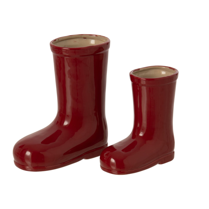 J-Line Botte décorative - porcelaine - rouge foncé - large