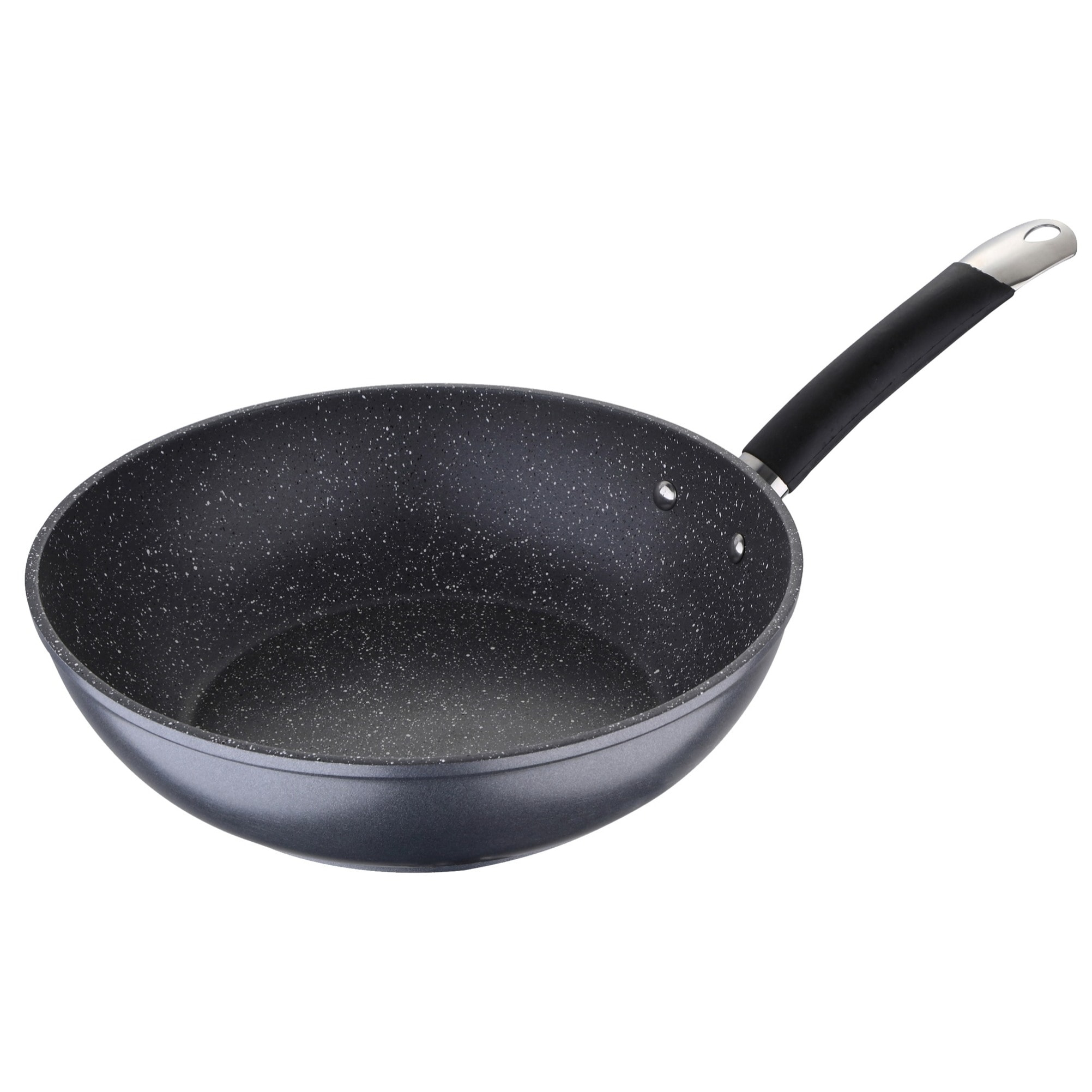 Juego de 2 Sartenes Ø20Ø24cm + Wok de Ø28cm en Aluminio forjado aptas para inducción color Gris MasterPRO