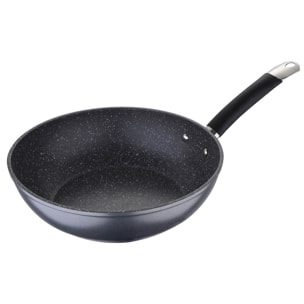 Juego de 2 Sartenes Ø20Ø24cm + Wok de Ø28cm en Aluminio forjado aptas para inducción color Gris MasterPRO