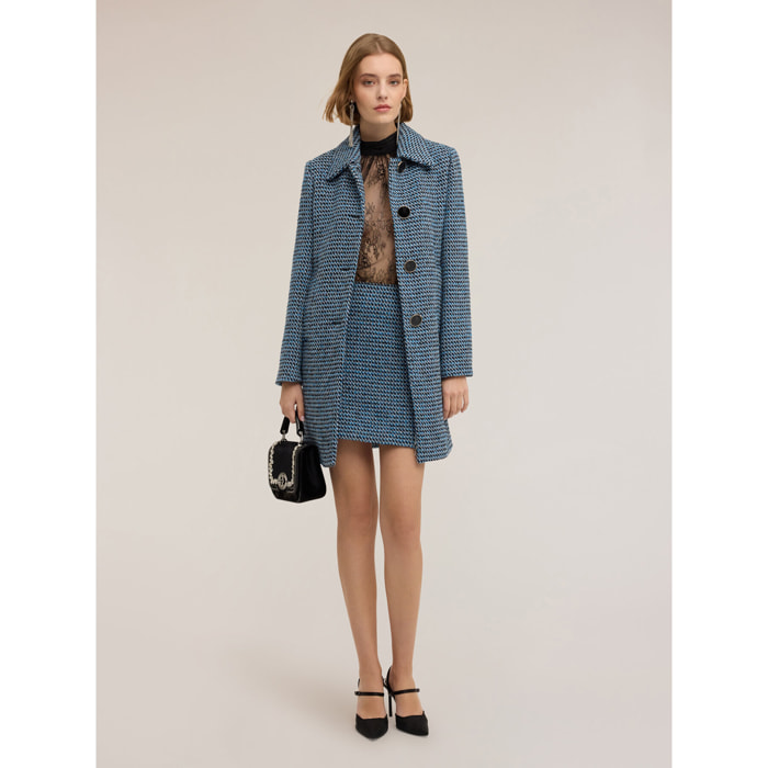 Motivi - Cappotto lungo jacquard - Ottanio