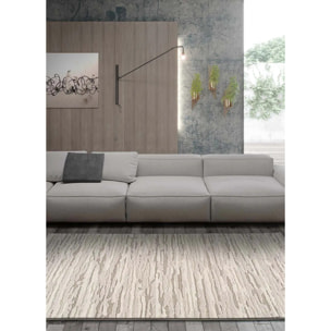 YEN Alfombra abstracta con relieve de pelo corto beige, varias medidas disponibles.