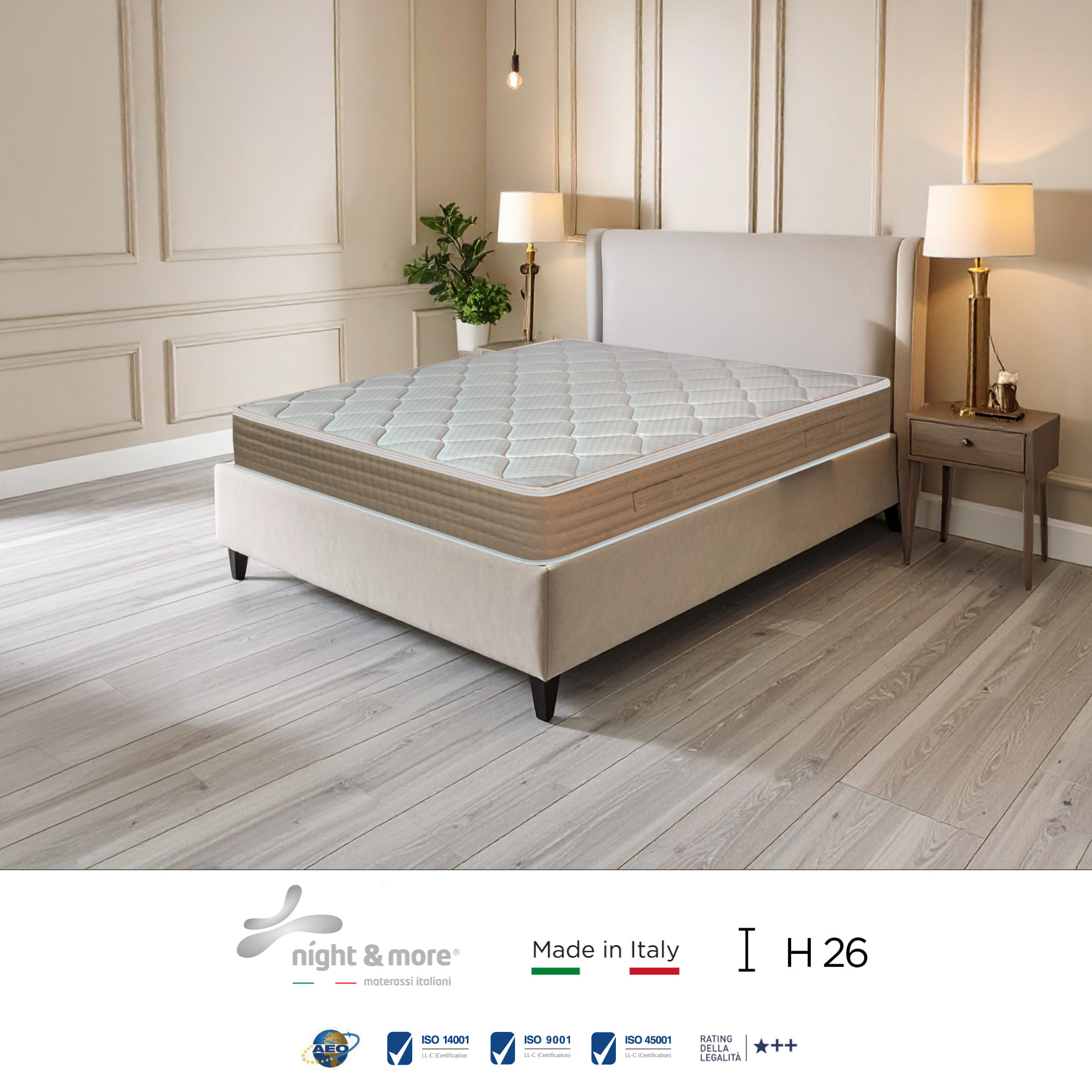 "Carmen" H26 cm 120x190 guanciale Hydrogel OMAGGIO a molle insacchettate indipendenti ,7 zone a portanza differenziata arrotolato