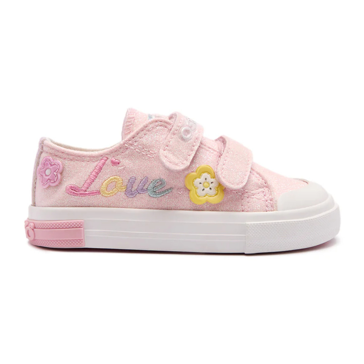 Zapatillas Bajas de Bebés Glitter Flores