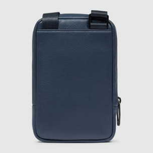 Piquadro Porta telefono da collo in pelle con porta carte di credito, schermato con protezione RFID