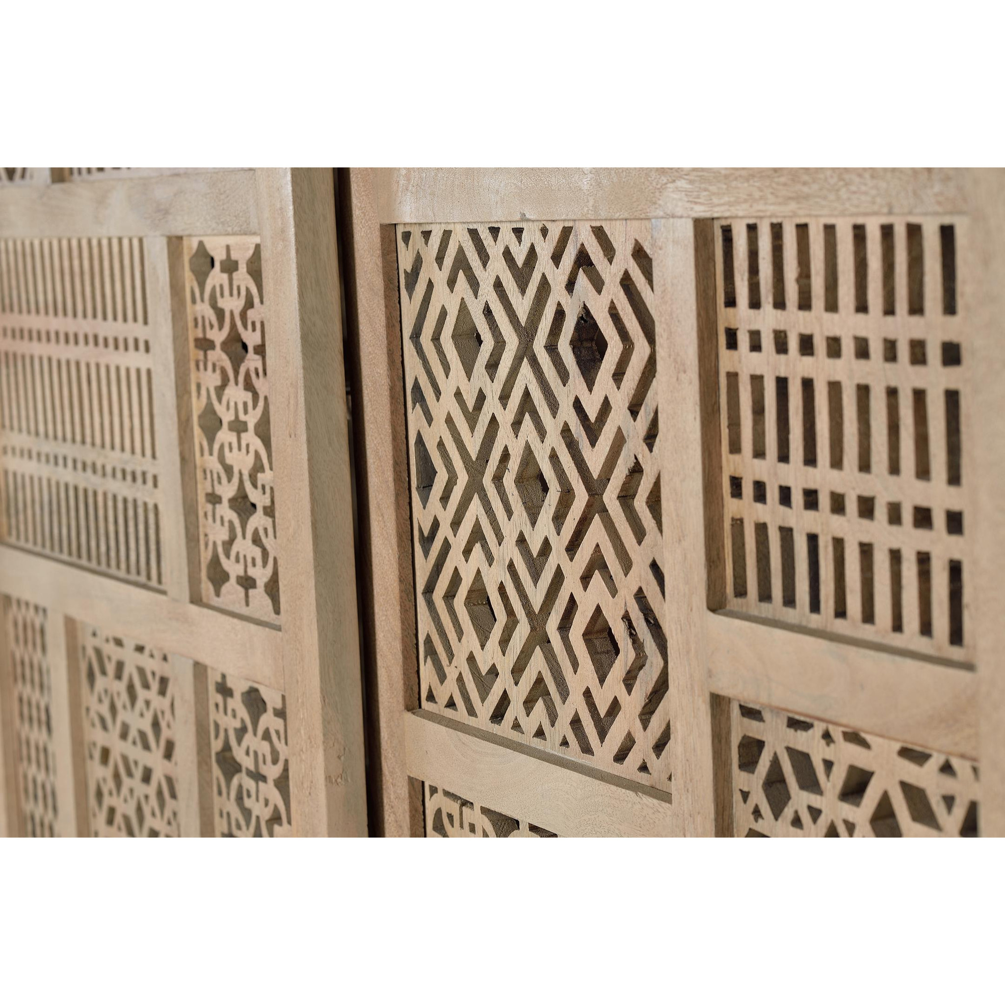 Alacena de Madera de Mango 140 Cm Estilo Boho Tallado
