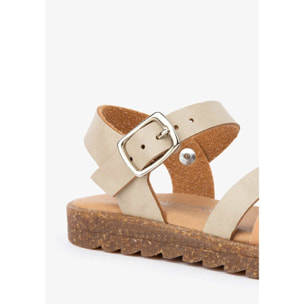 Sandalias multicolor con tiras para niña, color topo, cuero