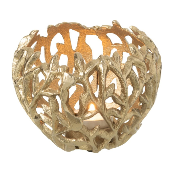 J-Line bougeoir Feuille - aluminium - or - small