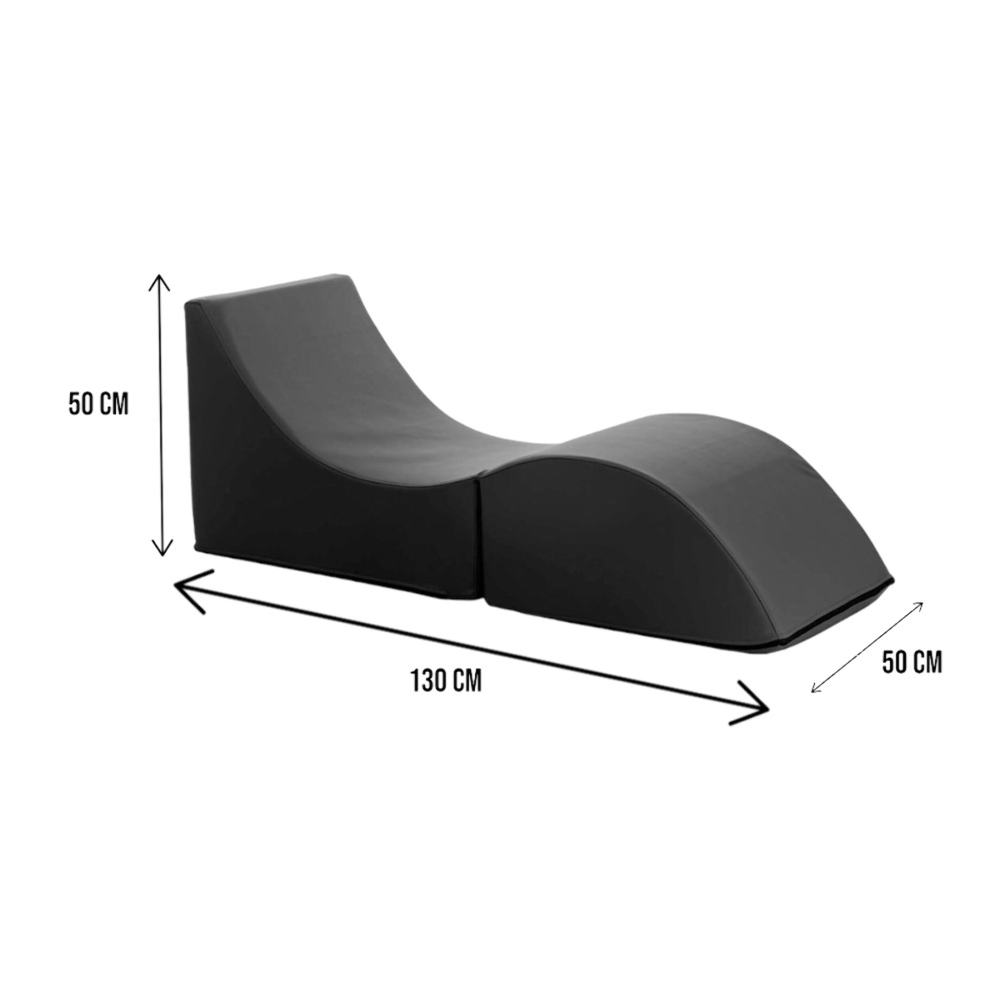 Letto pieghevole Andreina, Pouf trasformabile in letto singolo, 100% Made in Italy, Pouf trasformabile in una chaise longue in ecopelle, Cm 130x50h50, Nero