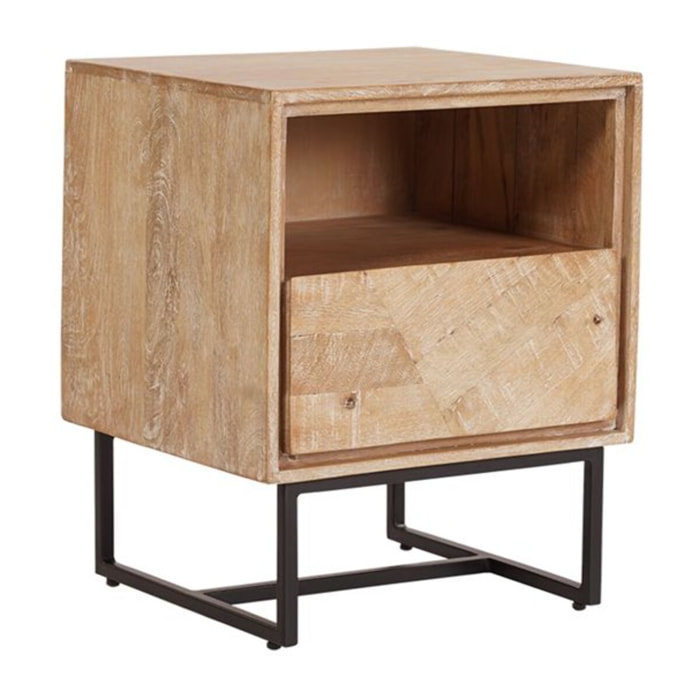 Table de chevet Yala -bois massif de mangue-couleur arabica 40 x 50 x 38 cm
