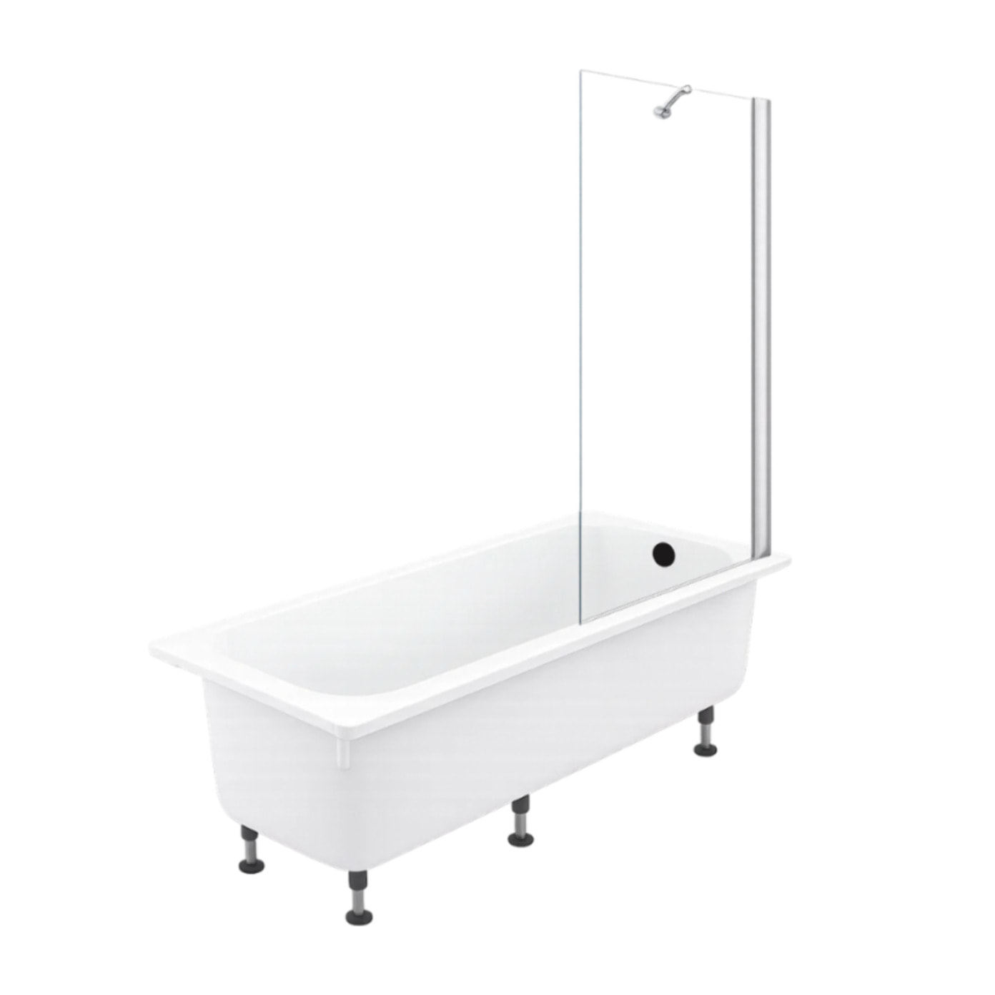 Pack baignoire droite 170 X 75 Brive + pare bain avec vidage noir mat