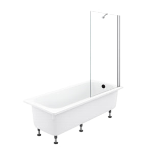 Pack baignoire droite 170 X 75 Brive + pare bain avec vidage noir mat