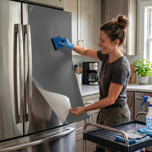Rouleau adhésif décoratif Vinyle au Mètre - Gris fonce - Sticker Lavable Imperméable Mur Cuisine Meubles