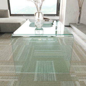 Tavolino Basso da Salotto Rettangolare in Vetro e Curvato (110 x 43 x 60 cm)- Luxury Z-01 - Design curvo e Moderno