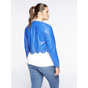 Fiorella Rubino - Chaqueta corta con bajo efecto encaje - Azul aciano