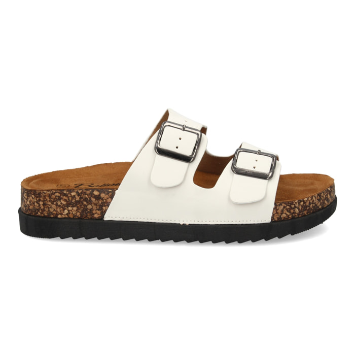 Sandalia mujer suela bio con doble hebilla.