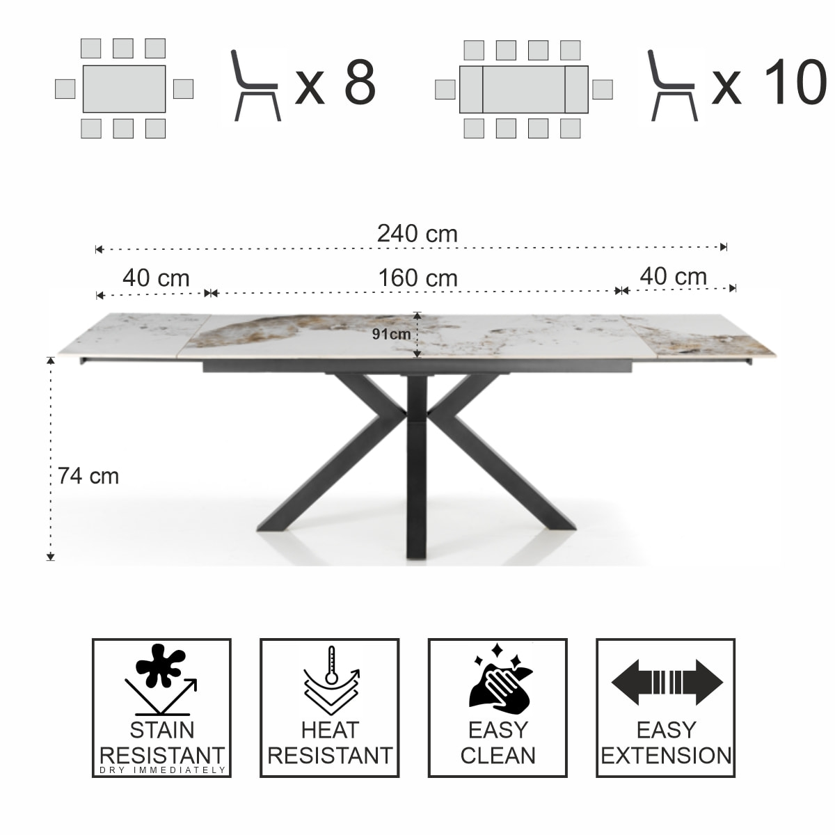 Tomasucci Table extensible TYCHI ONICE GREY